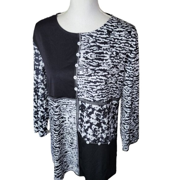 Square Pattern Blouse Patch Buttons Quilted Style Womens XL Unbranded Cotton Mix - Picture 11 of 13